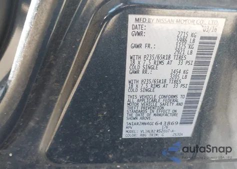 2016 Nissan Pathfinder S from USA, damaged, VIN 5N1AR2MN4GC643869